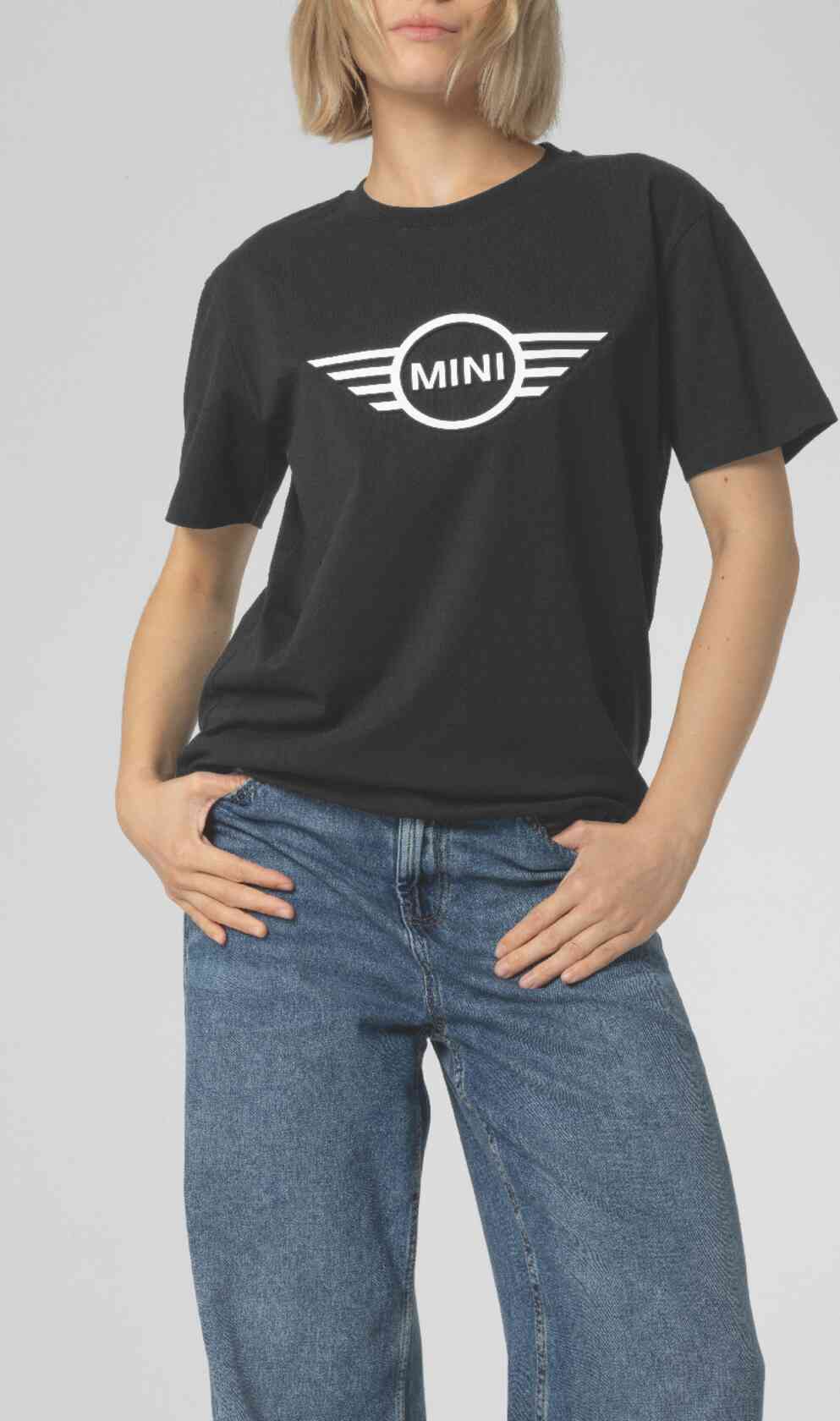 Mini Embossed Wing Logo T-Shirt for Women in Schwarz / Weiß
