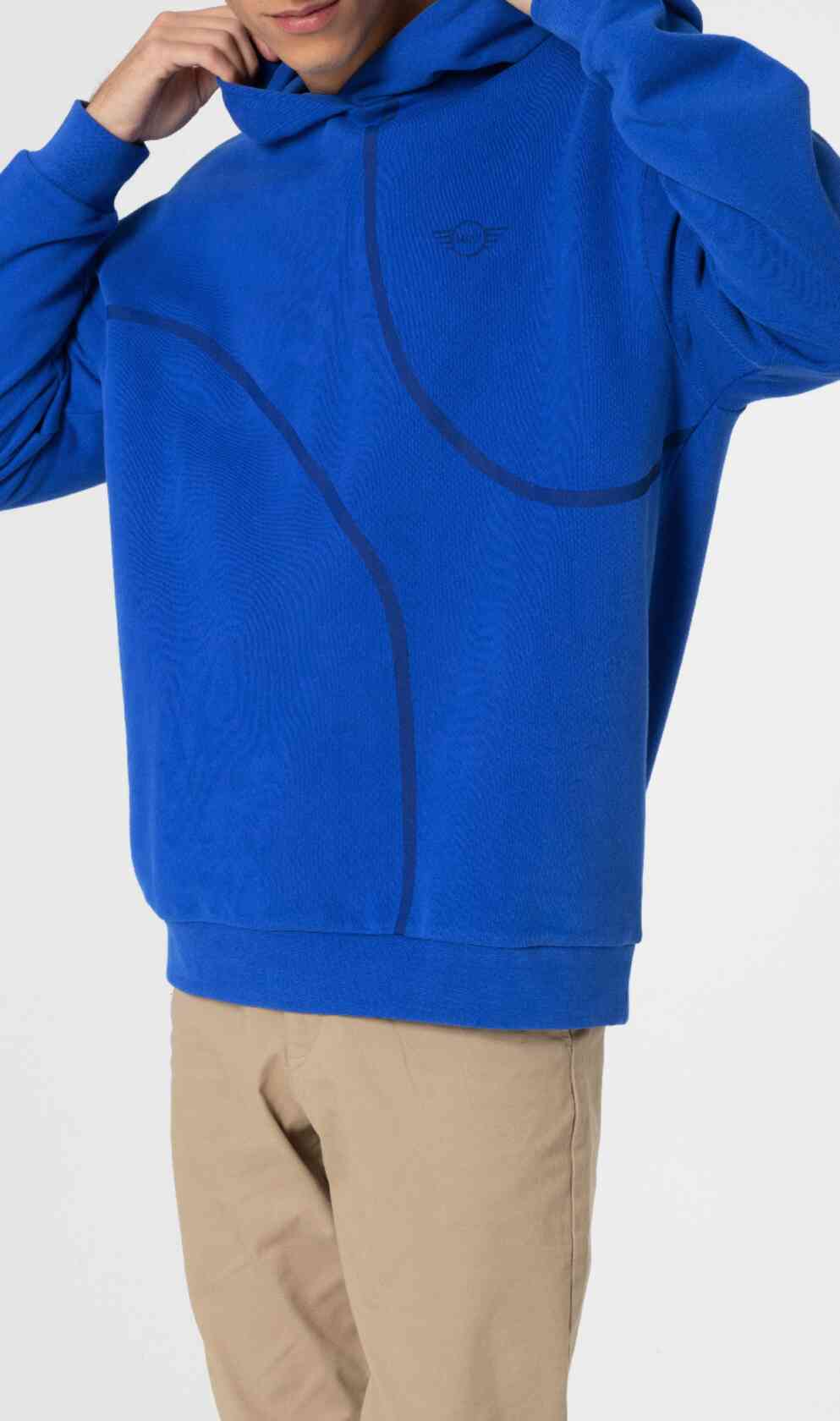 Mini Outline Print Hoodie for Men in Blazing Blue
