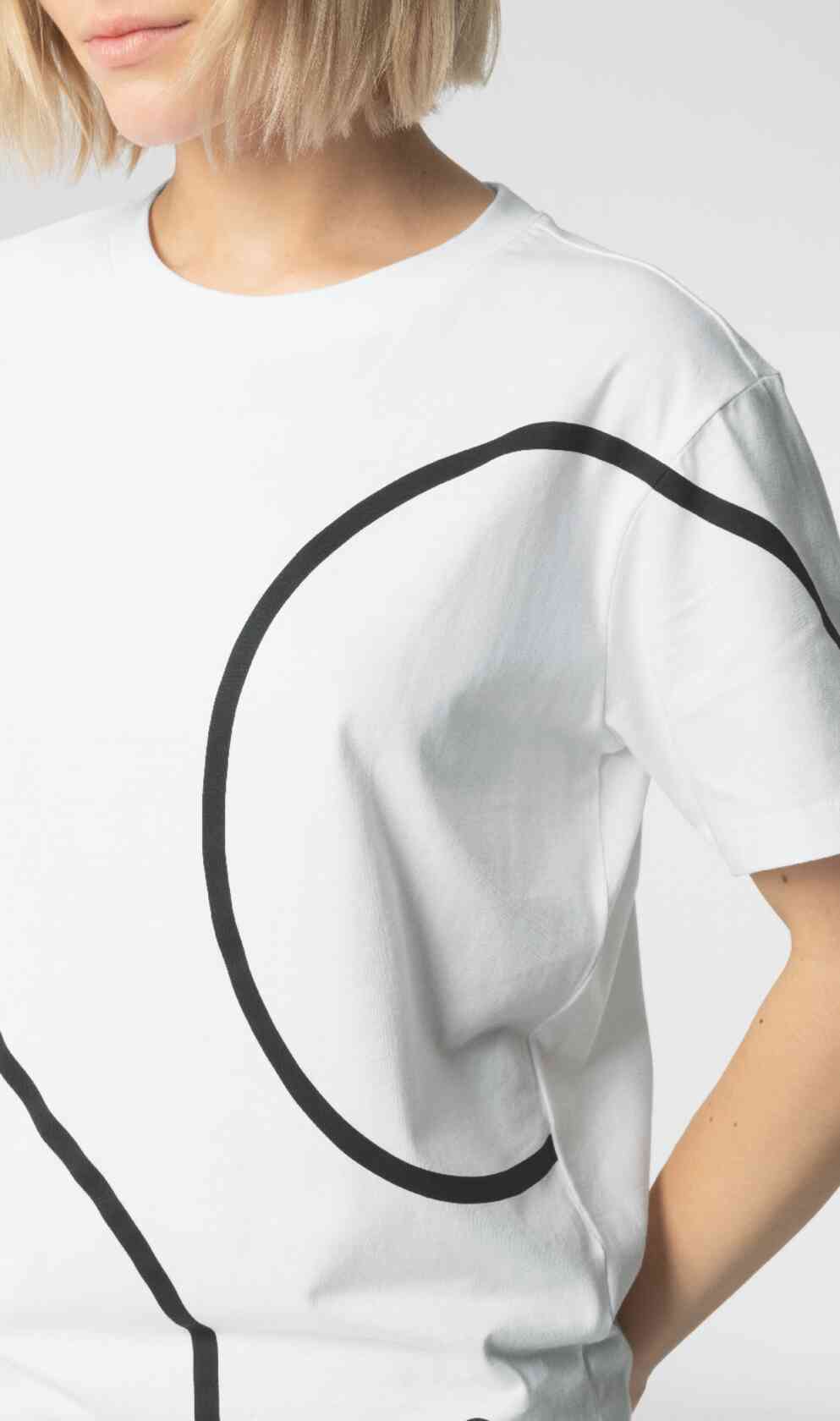 Mini Outline Print T-Shirt for Women in Weiß / Schwarz