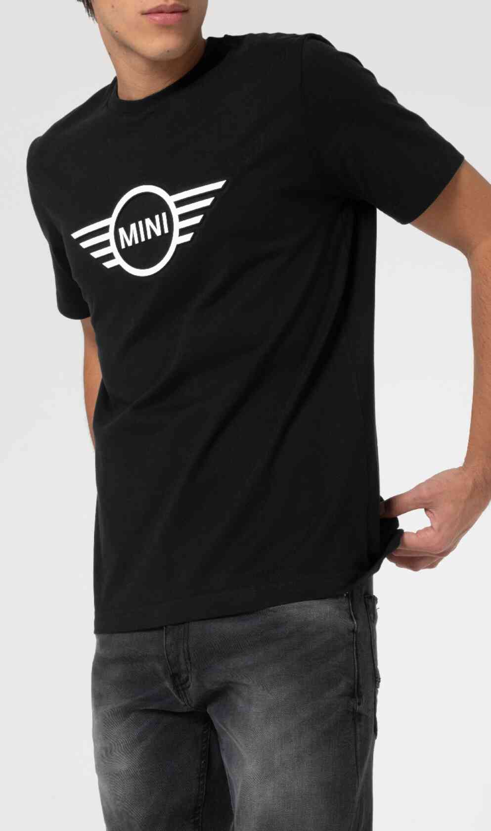 Mini Embossed Wing Logo T-Shirt for Men in Schwarz / Weiß