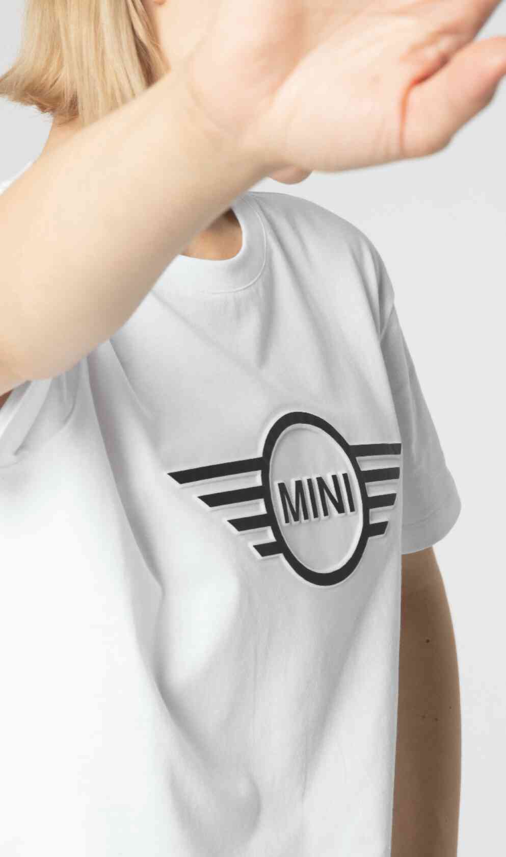 Mini Embossed Wing Logo T-Shirt for Women in Weiß / Schwarz